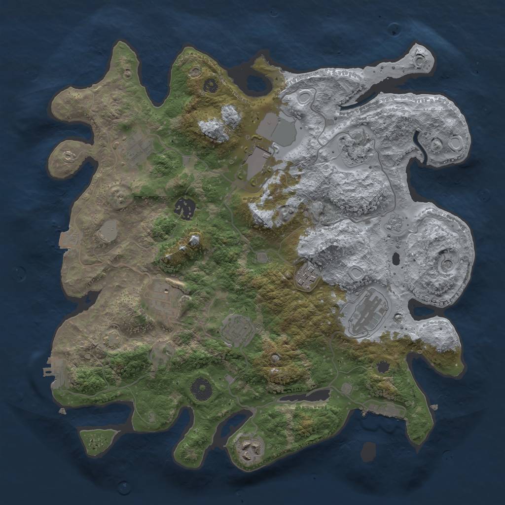Rust Map: Procedural Map, Size: 3500, Seed: 18095161, 17 Monuments
