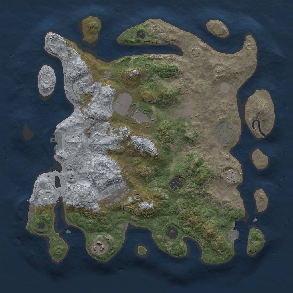 Rust Map: Procedural Map, Size: 3500, Seed: 97137225, 16 Monuments