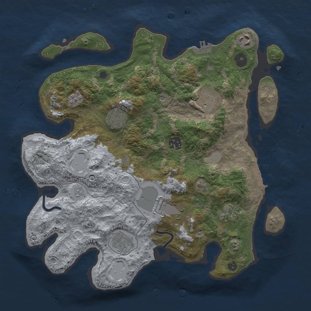 Rust Map: Procedural Map, Size: 3500, Seed: 97968397, 15 Monuments