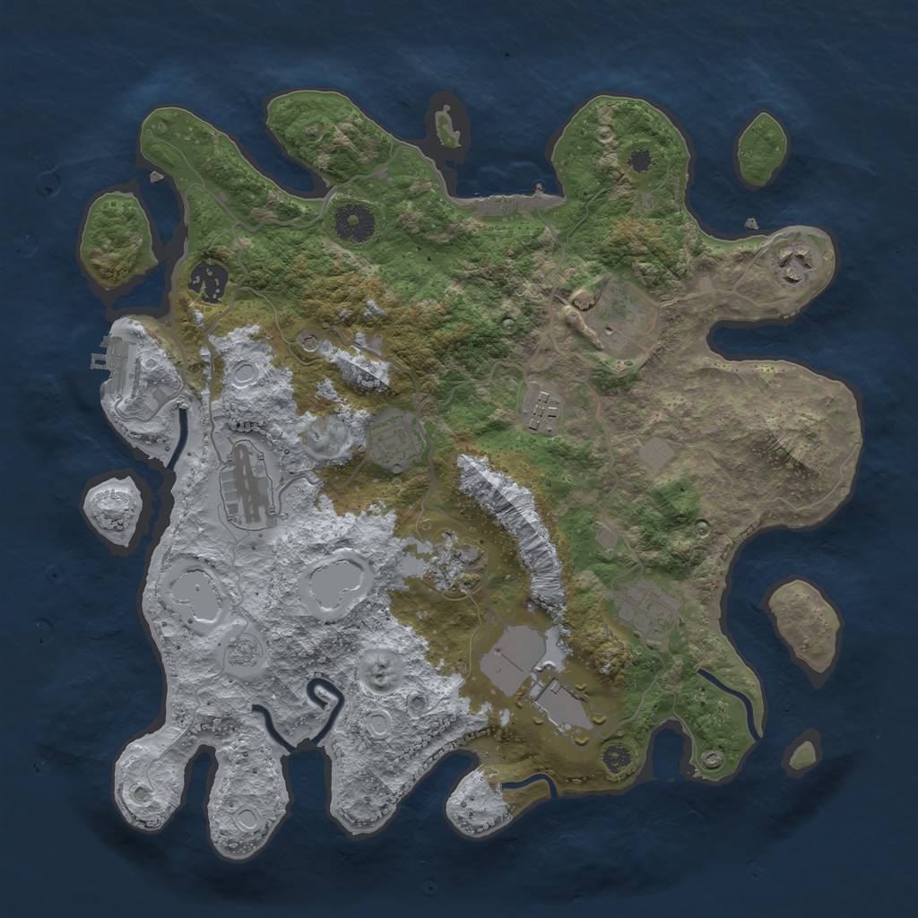 Rust Map: Procedural Map, Size: 3500, Seed: 60806706, 18 Monuments