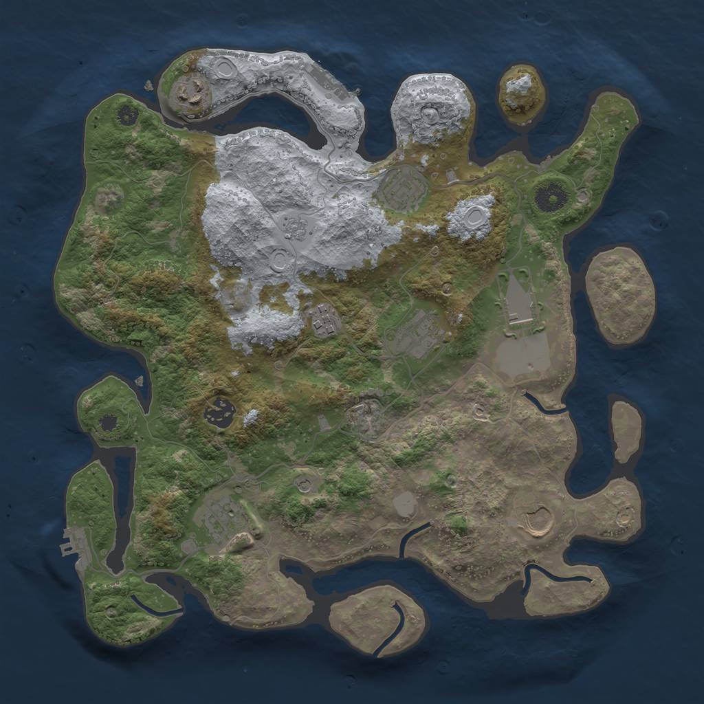 Rust Map: Procedural Map, Size: 3500, Seed: 1575674436, 17 Monuments