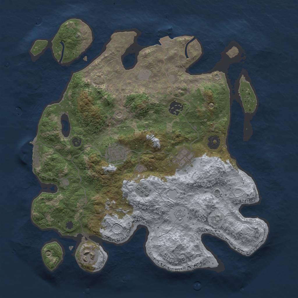 Rust Map: Procedural Map, Size: 3250, Seed: 859033459, 12 Monuments