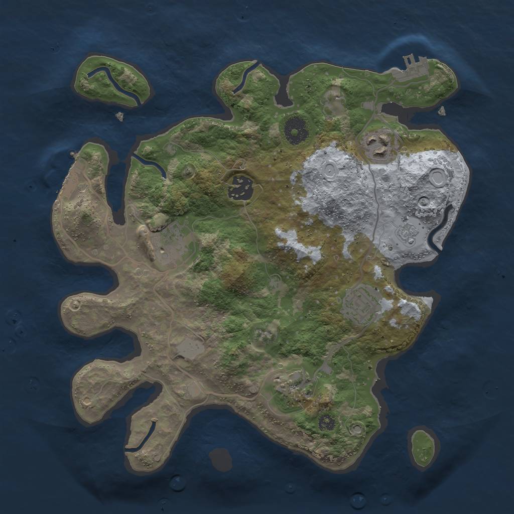 Rust Map: Procedural Map, Size: 3000, Seed: 2434764, 13 Monuments