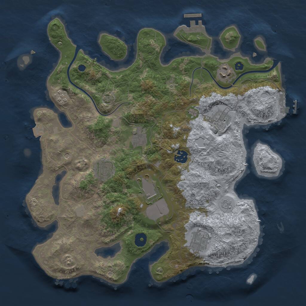 Rust Map: Procedural Map, Size: 3500, Seed: 13403059, 14 Monuments