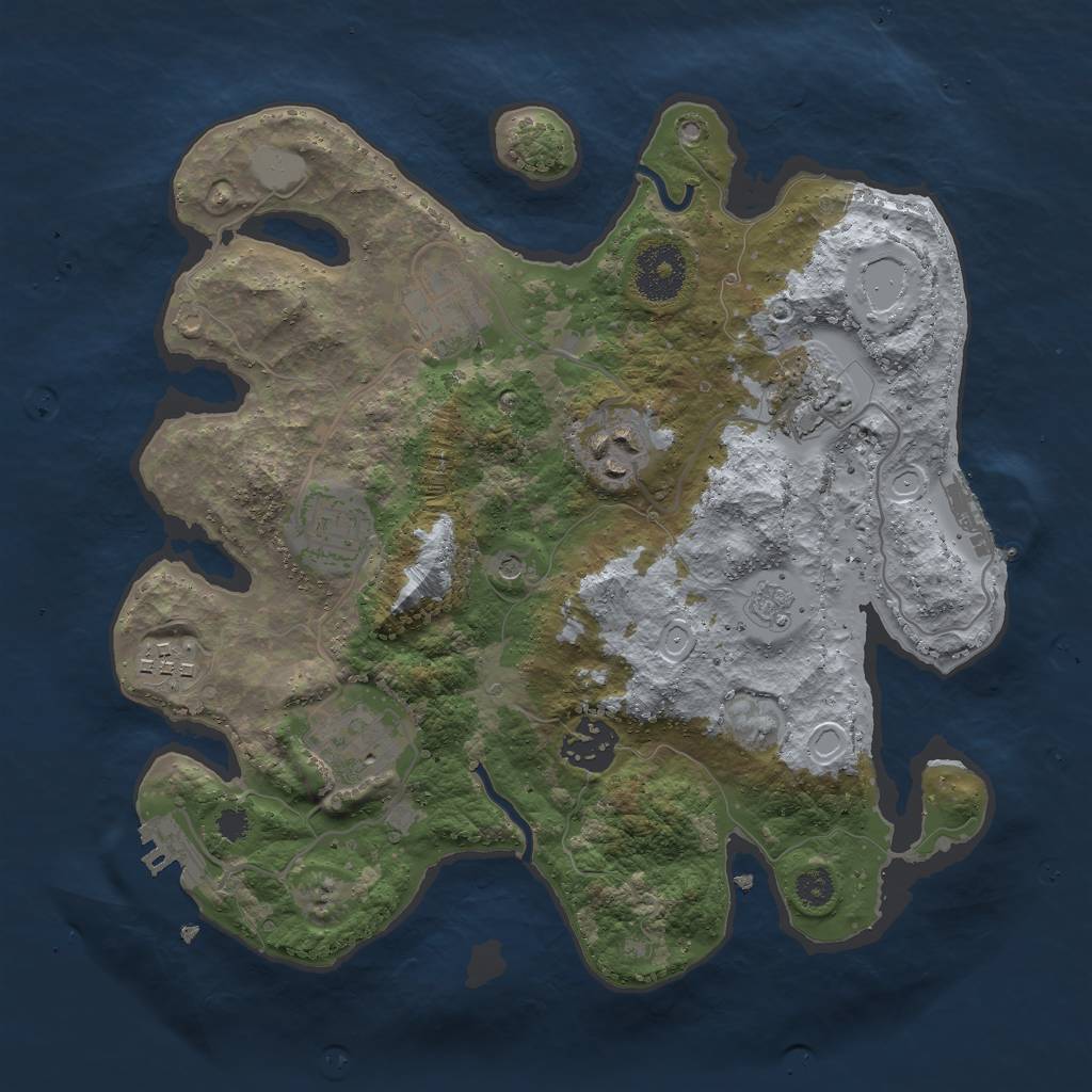 Rust Map: Procedural Map, Size: 3000, Seed: 43798713, 16 Monuments