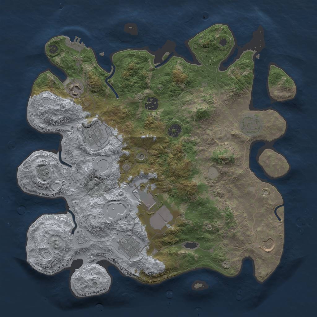 Rust Map: Procedural Map, Size: 3500, Seed: 57072875, 16 Monuments