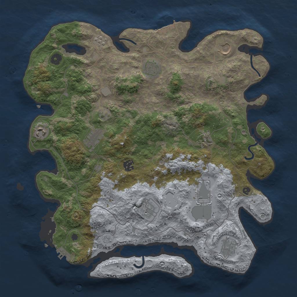 Rust Map: Procedural Map, Size: 4000, Seed: 584196582, 19 Monuments