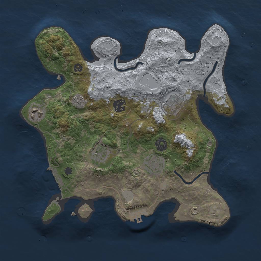 Rust Map: Procedural Map, Size: 3000, Seed: 875832538, 12 Monuments