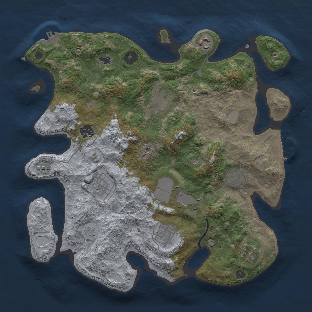 Rust Map: Procedural Map, Size: 3500, Seed: 94047695, 18 Monuments