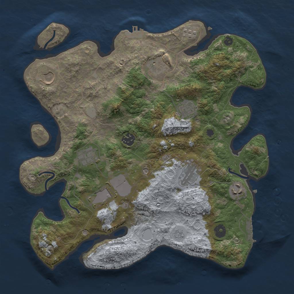 Rust Map: Procedural Map, Size: 3500, Seed: 16957608, 18 Monuments