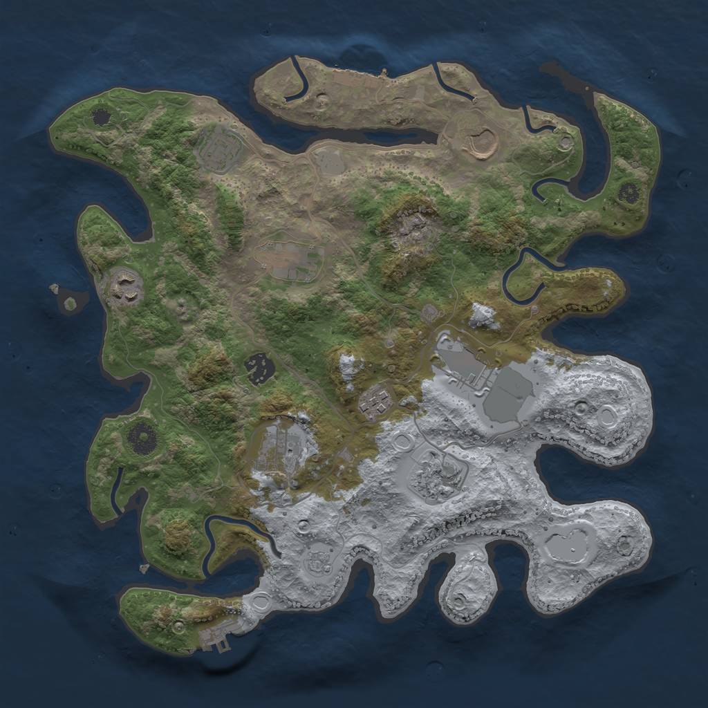 Rust Map: Procedural Map, Size: 3500, Seed: 90165489, 17 Monuments