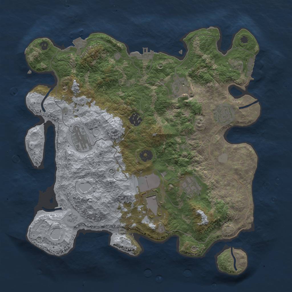 Rust Map: Procedural Map, Size: 3500, Seed: 32887871, 14 Monuments