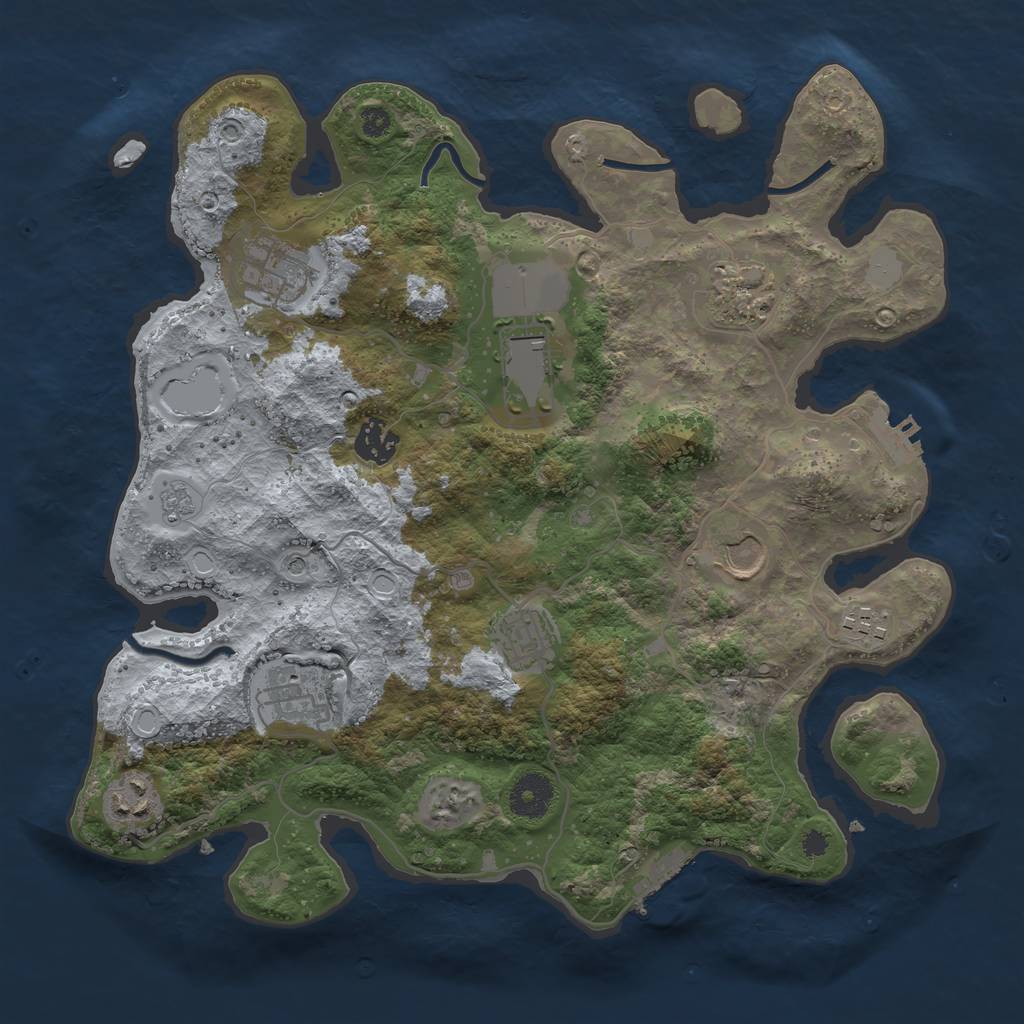 Rust Map: Procedural Map, Size: 3500, Seed: 21205968, 18 Monuments