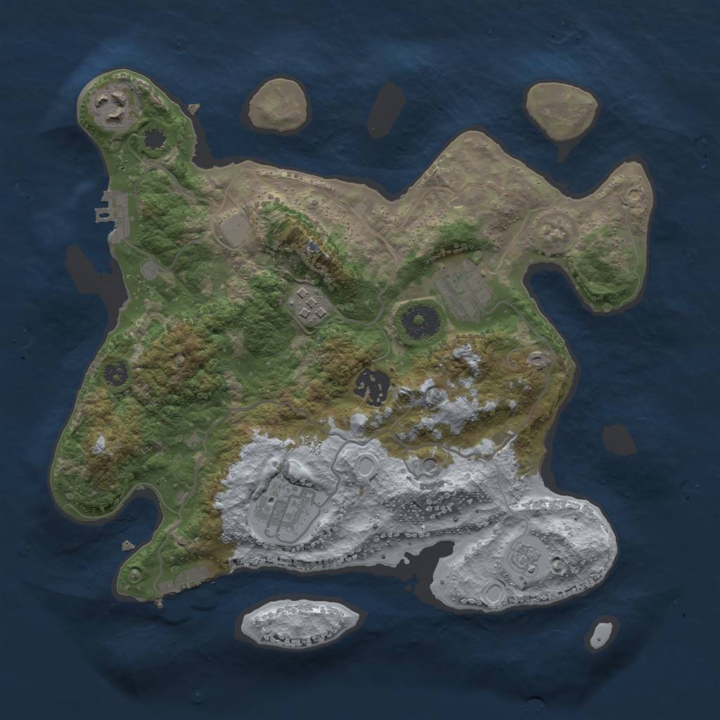 Rust Map: Procedural Map, Size: 3000, Seed: 102032, 14 Monuments