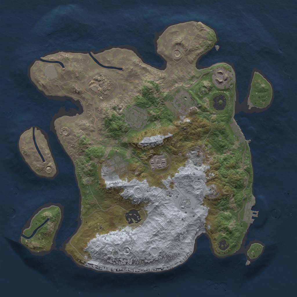 Rust Map: Procedural Map, Size: 3000, Seed: 1210789634, 16 Monuments