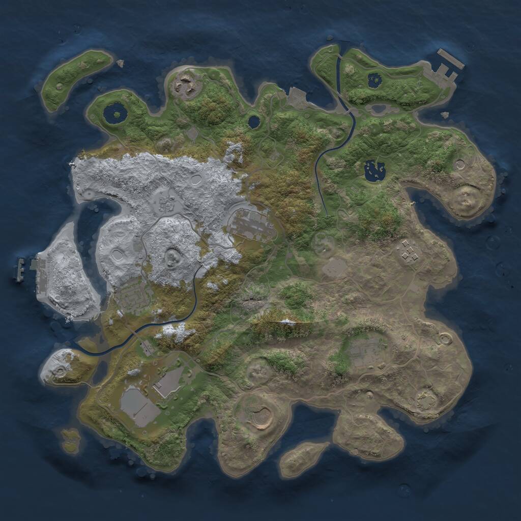 Rust Map: Procedural Map, Size: 3500, Seed: 92302239, 14 Monuments