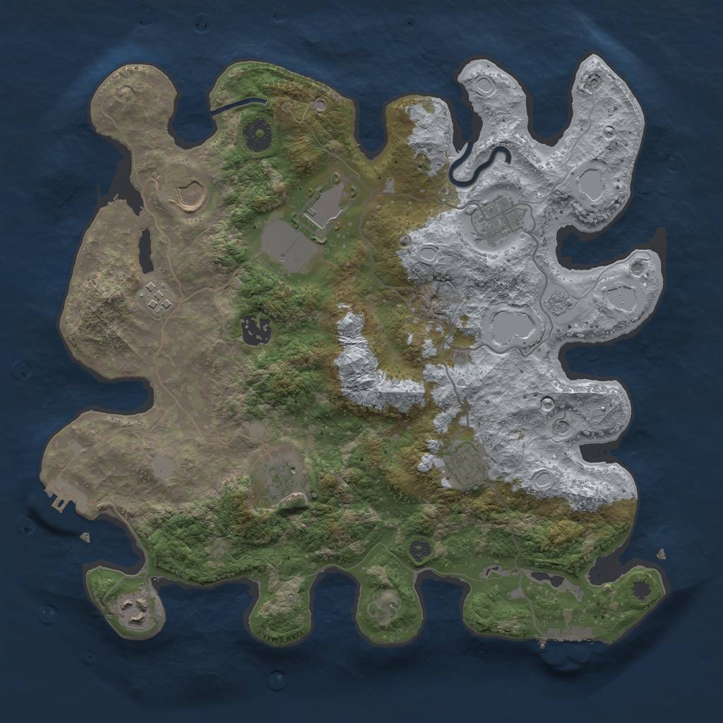 Rust Map: Procedural Map, Size: 3500, Seed: 46041697, 17 Monuments