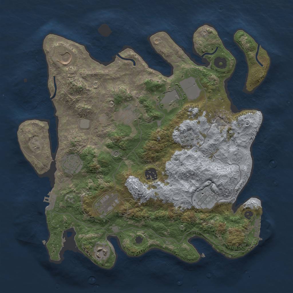 Rust Map: Procedural Map, Size: 3500, Seed: 89376385, 16 Monuments