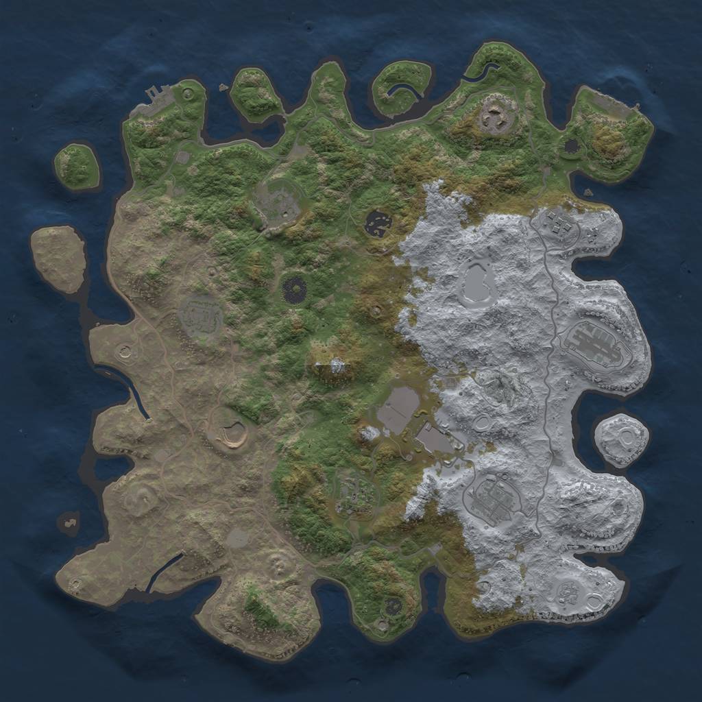 Rust Map: Procedural Map, Size: 4000, Seed: 377744436, 19 Monuments