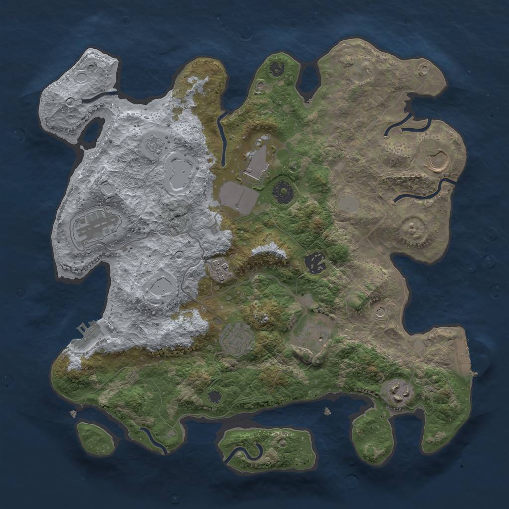 Rust Map: Procedural Map, Size: 3500, Seed: 490556328, 17 Monuments