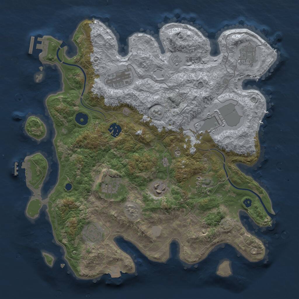 Rust Map: Procedural Map, Size: 3500, Seed: 1121018023, 14 Monuments