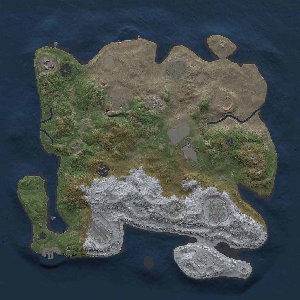 Rust Map: Procedural Map, Size: 3500, Seed: 8567944, 18 Monuments