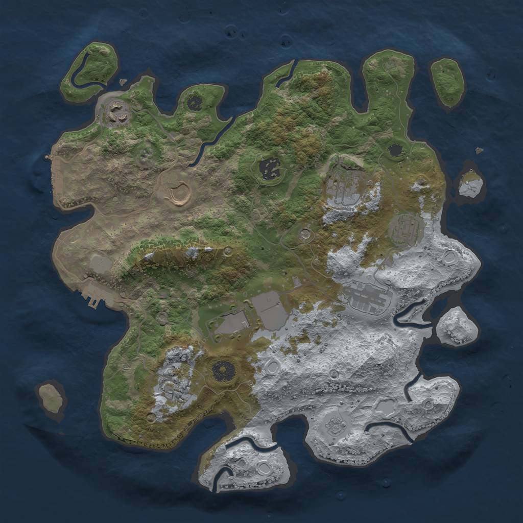 Rust Map: Procedural Map, Size: 3500, Seed: 30226794, 17 Monuments
