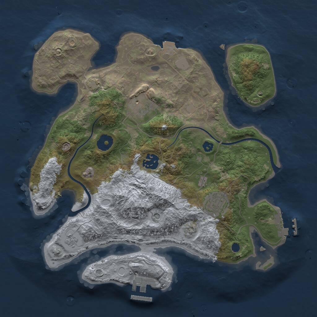 Rust Map: Procedural Map, Size: 3000, Seed: 1063578, 9 Monuments