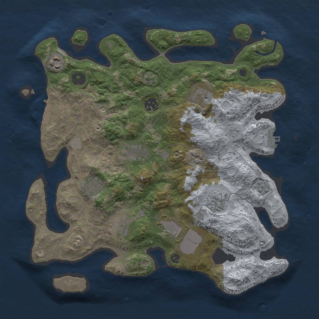 Rust Map: Procedural Map, Size: 3500, Seed: 1942261926, 18 Monuments
