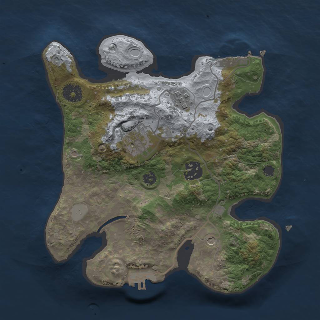 Rust Map: Procedural Map, Size: 2500, Seed: 1002479397, 11 Monuments