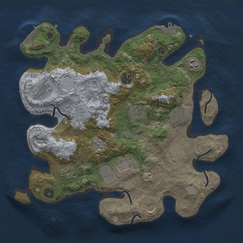 Rust Map: Procedural Map, Size: 3500, Seed: 12511, 19 Monuments