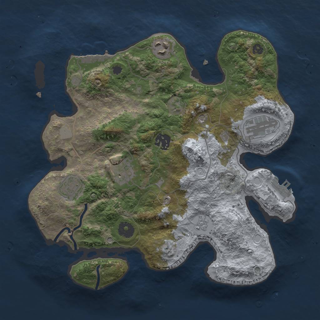 Rust Map: Procedural Map, Size: 3000, Seed: 1975421370, 14 Monuments