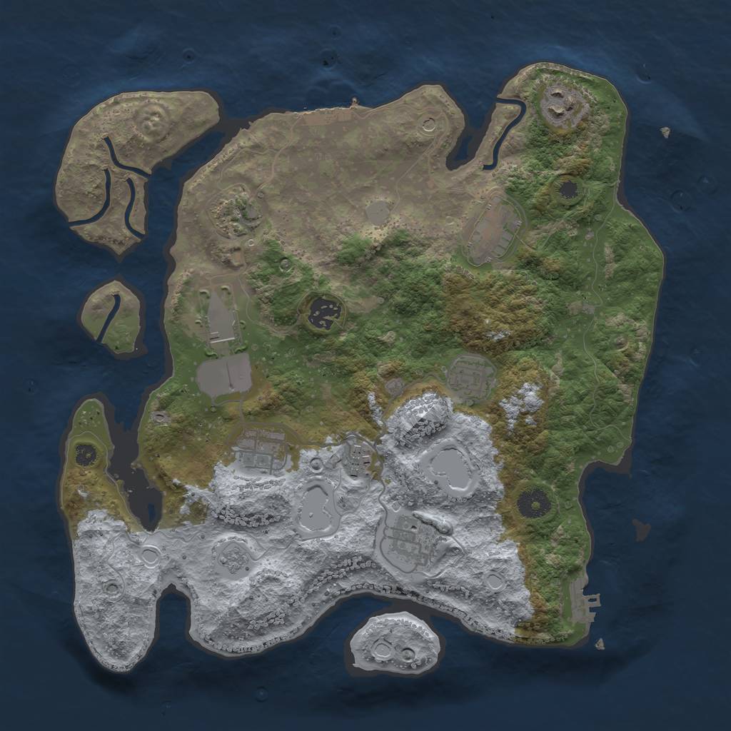 Rust Map: Procedural Map, Size: 3500, Seed: 72973854, 16 Monuments