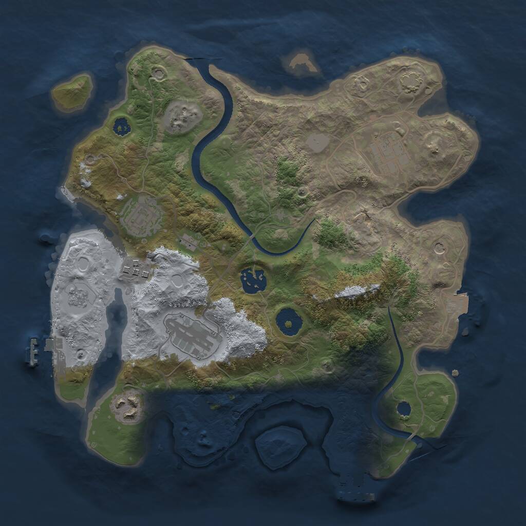 Rust Map: Procedural Map, Size: 3000, Seed: 4343, 12 Monuments