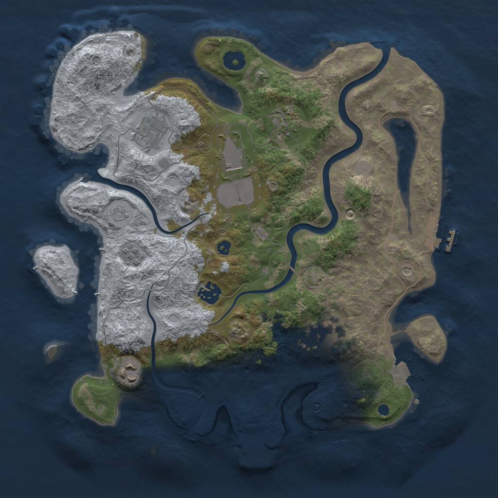 Rust Map: Procedural Map, Size: 3500, Seed: 93720037, 13 Monuments