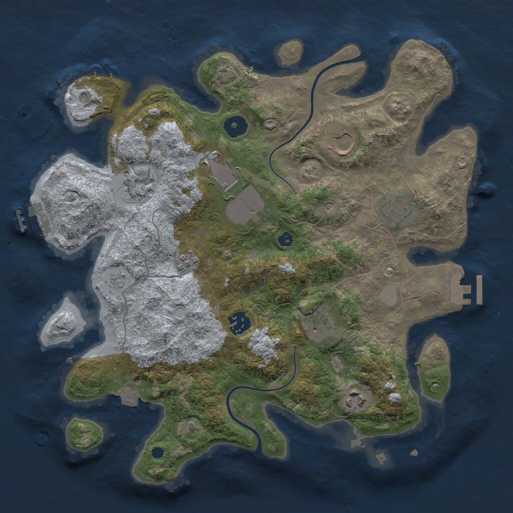Rust Map: Procedural Map, Size: 3500, Seed: 21867935, 14 Monuments