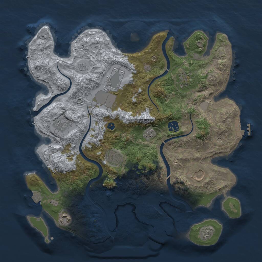 Rust Map: Procedural Map, Size: 3500, Seed: 54692150, 14 Monuments
