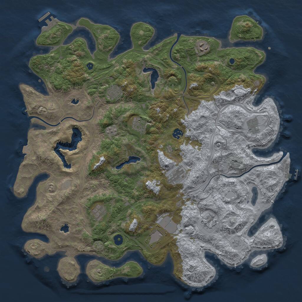 Rust Map: Procedural Map, Size: 4500, Seed: 8038806, 16 Monuments