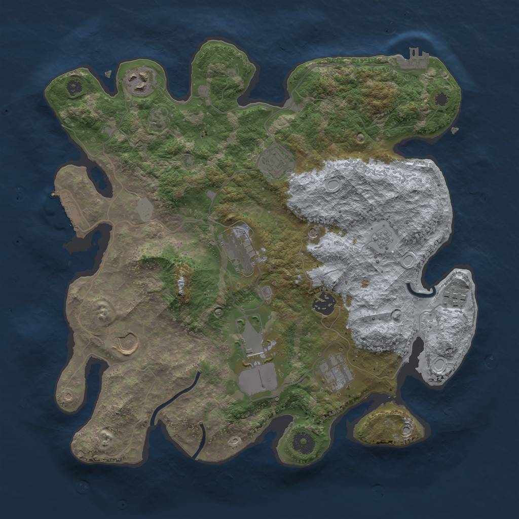 Rust Map: Procedural Map, Size: 3500, Seed: 21547121, 15 Monuments