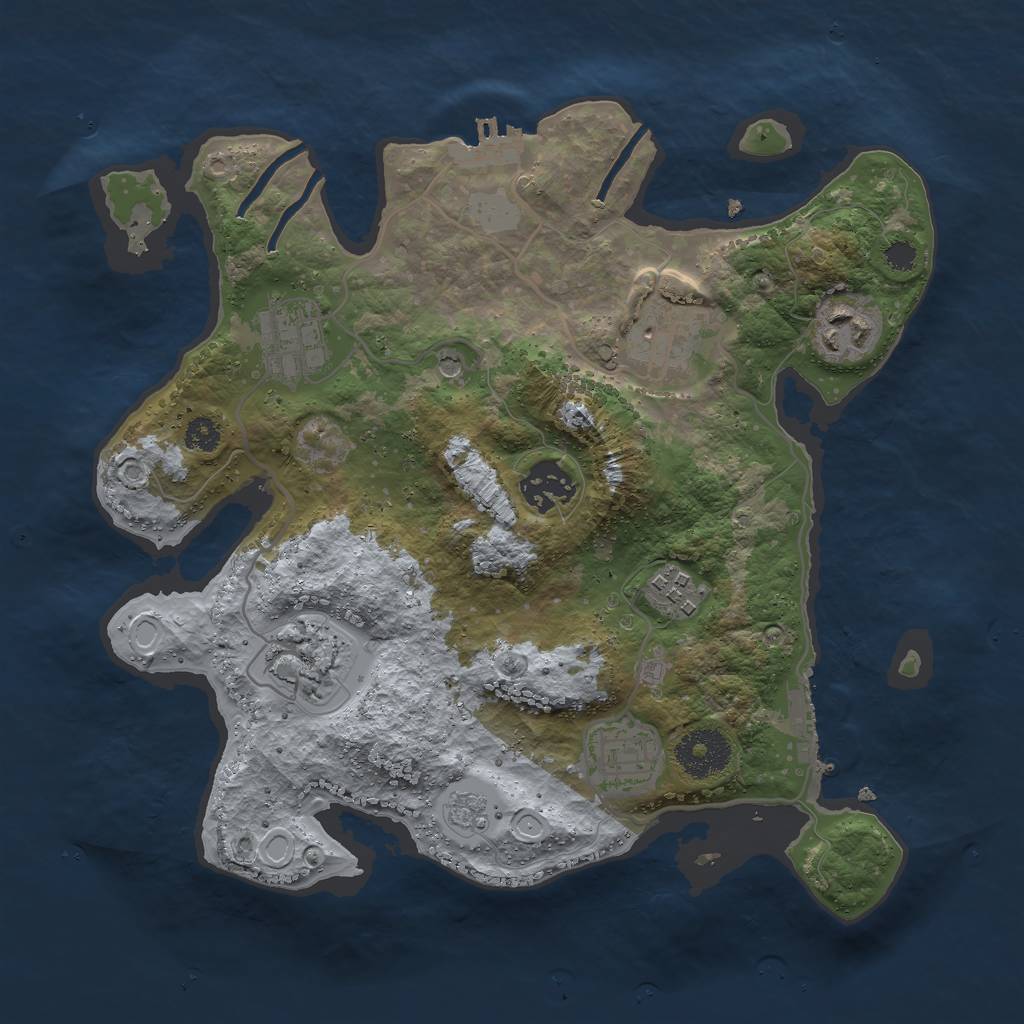 Rust Map: Procedural Map, Size: 3000, Seed: 30068, 16 Monuments