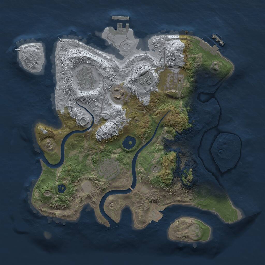 Rust Map: Procedural Map, Size: 3000, Seed: 821138292, 10 Monuments