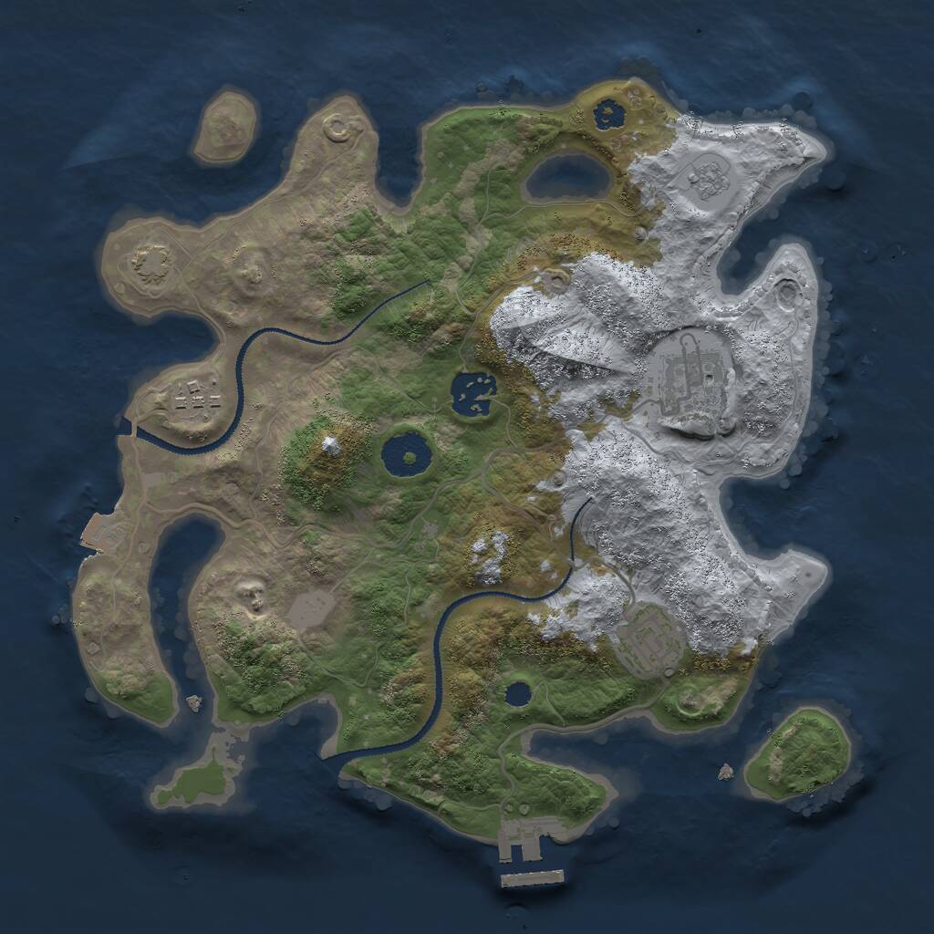 Rust Map: Procedural Map, Size: 3000, Seed: 2012441451, 8 Monuments