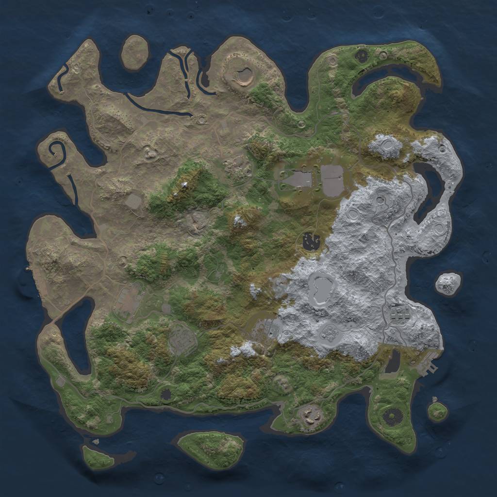 Rust Map: Procedural Map, Size: 4000, Seed: 1245, 16 Monuments