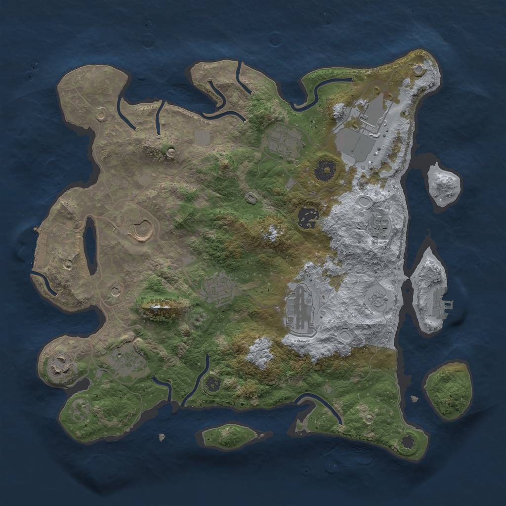 Rust Map: Procedural Map, Size: 3500, Seed: 98035471, 18 Monuments