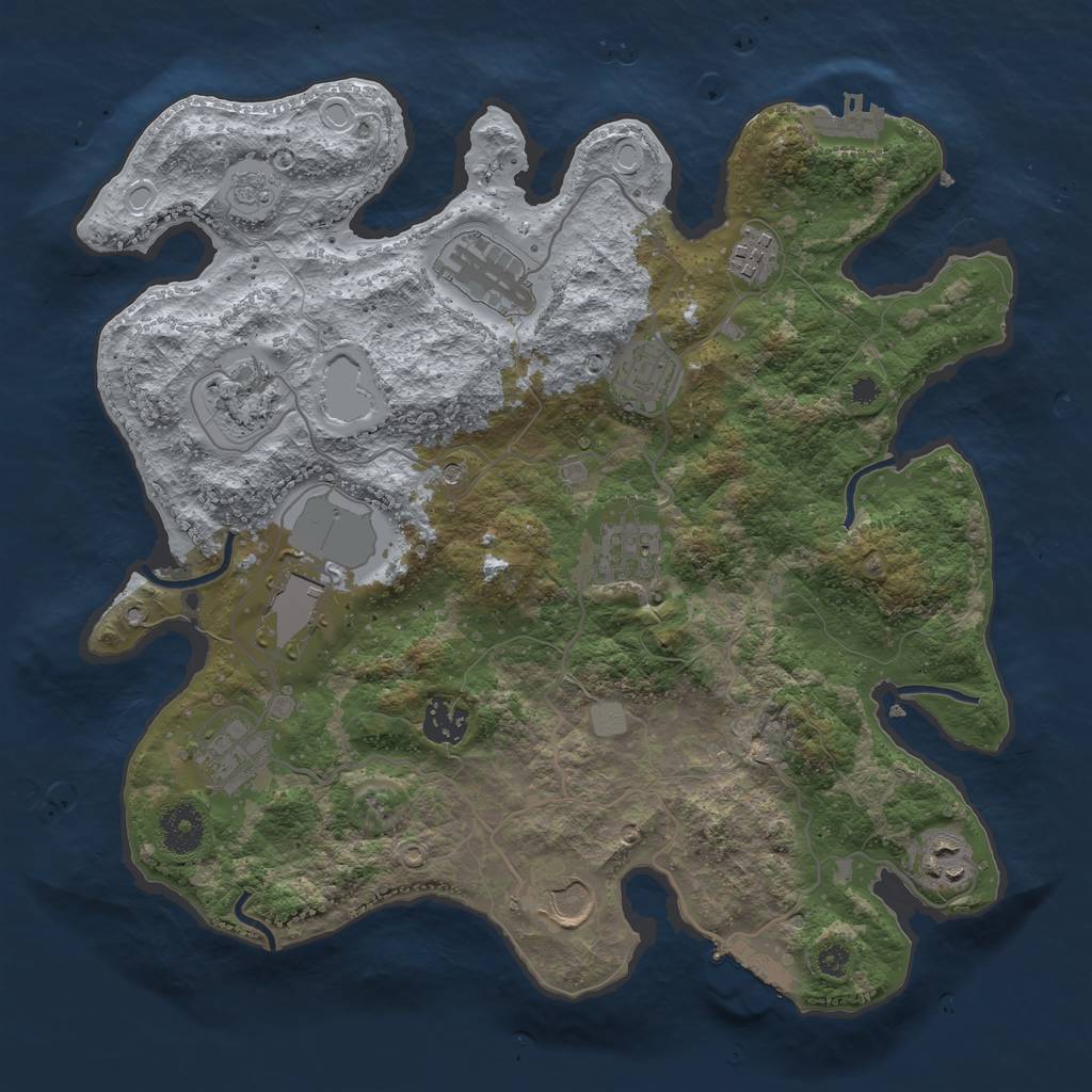 Rust Map: Procedural Map, Size: 3500, Seed: 85970837, 19 Monuments