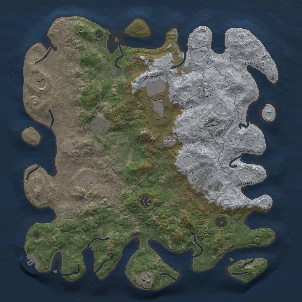 Rust Map: Procedural Map, Size: 4000, Seed: 888277912, 17 Monuments