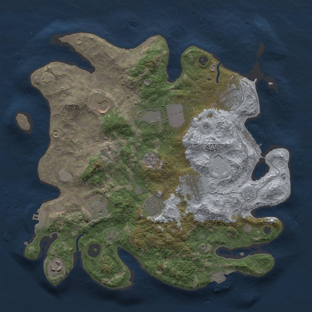 Rust Map: Procedural Map, Size: 3500, Seed: 35637714, 16 Monuments