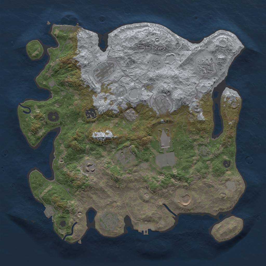 Rust Map: Procedural Map, Size: 3600, Seed: 184025, 18 Monuments