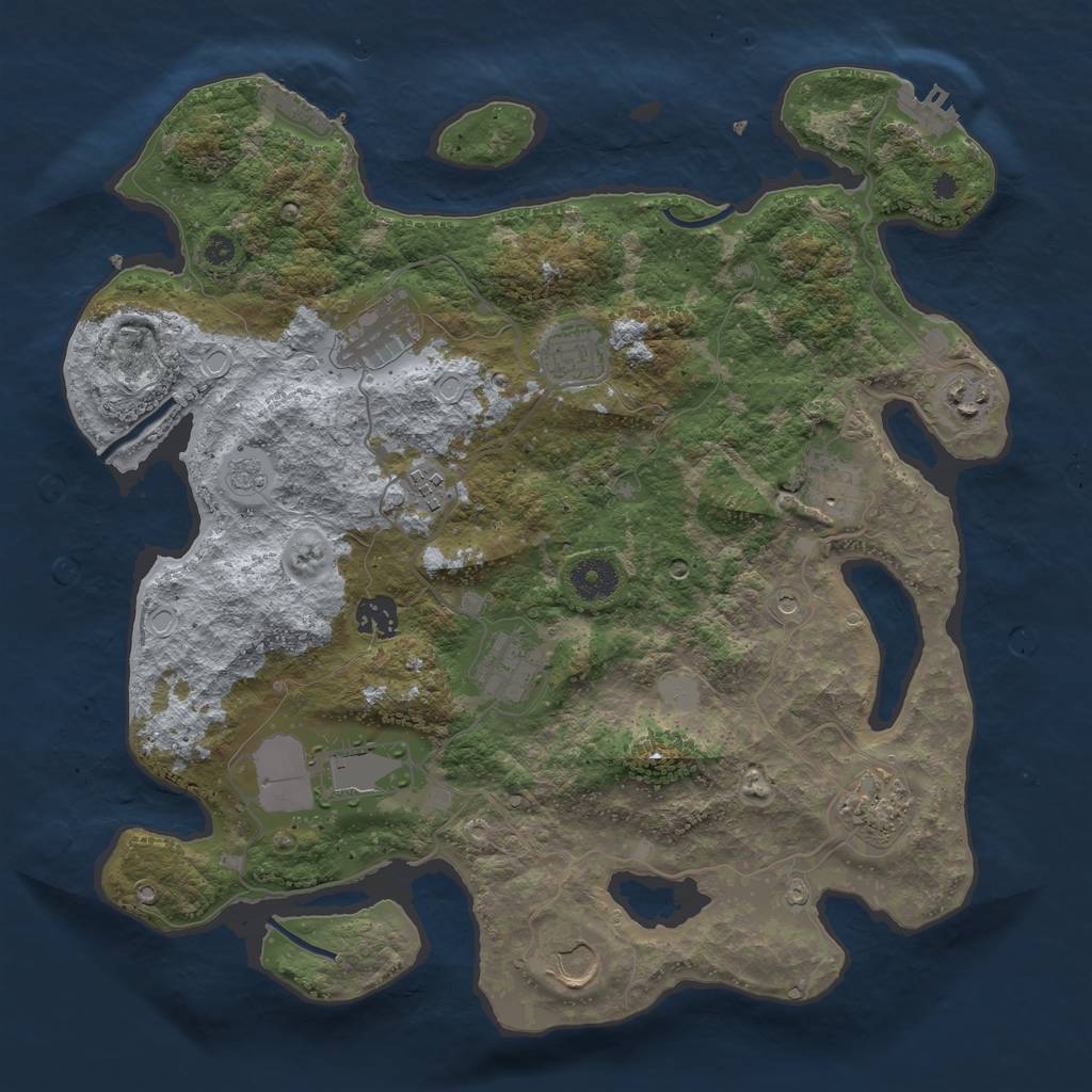Rust Map: Procedural Map, Size: 3700, Seed: 1250979496, 19 Monuments