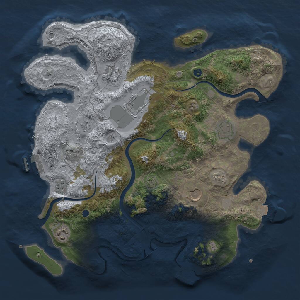 Rust Map: Procedural Map, Size: 3500, Seed: 15424, 12 Monuments